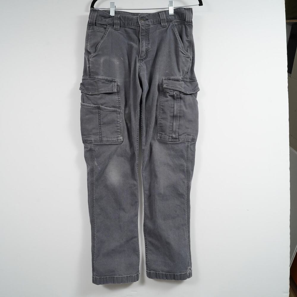 Carhartt Rugged Flex Canvas Cargo Work Pants Gray Relaxed Fit Worn 31x31